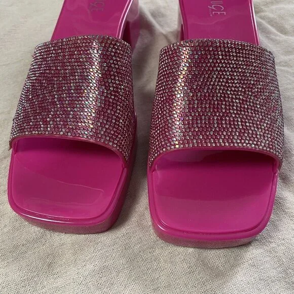Rouge Helium Hot Pink Stud Embellished Slip On Sandal Womens 11 Barbiecore Y2K - Picture 10 of 11